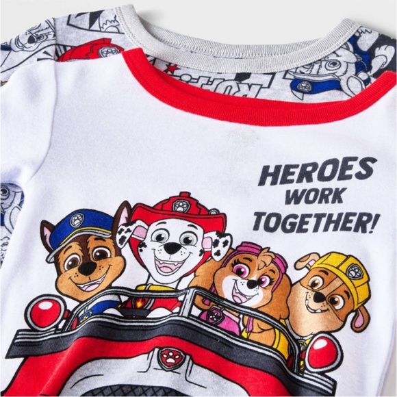 NWT Toddler Boys 4pc Snug Fit PAW Patrol Cotton Pajama Set - White 12M, 18M - Picture 3 of 4